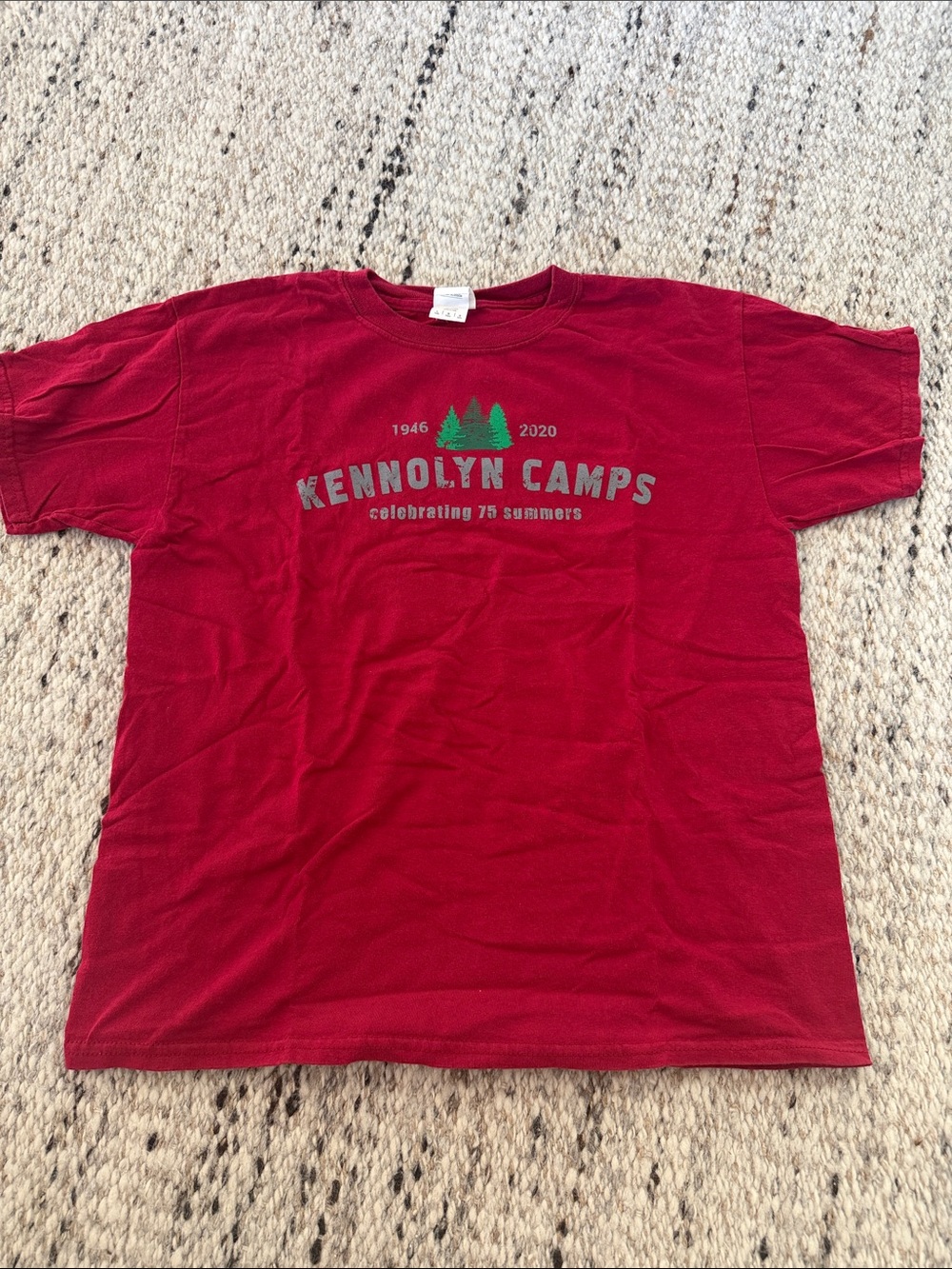 Gildan Red Kennolyn Camps Graphic Tee with Green Trees